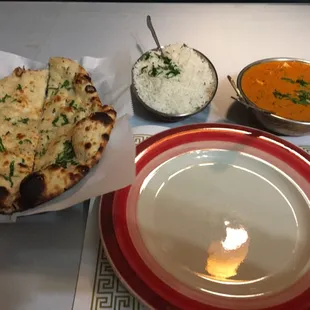 Panner Thica masala with Naan and Rice