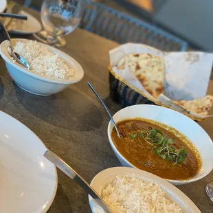 Garlic Naan Chettinad Curry with lamb