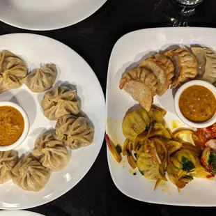 Veg momo and momo platter (chicken)