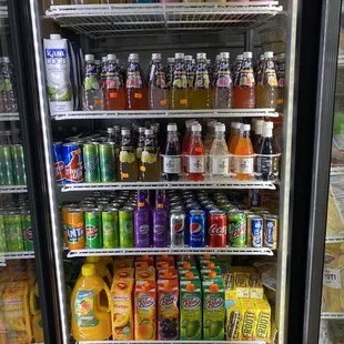 a refrigerator full of drinks