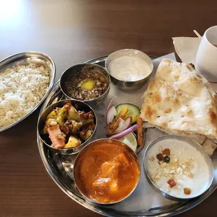 Veggie thali and chai tea