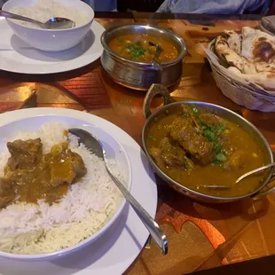 Goat curry and naan.