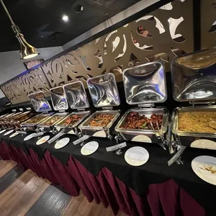 a buffet of food