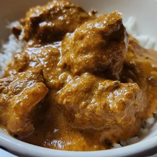 A portion of basmati rice w/tender Lamb Korma (9/22/23)