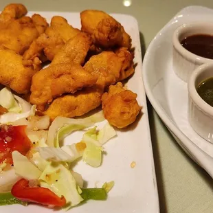 Chicken Pakora w/salad &amp; chutneys ($10, 11/7/23)