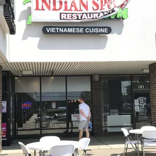 the front of the restaurant