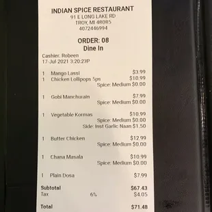 menu