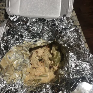 $36. Presents like vomit. Chicken flavorless. Sauce good.