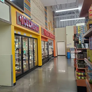 Meat counter at the back
