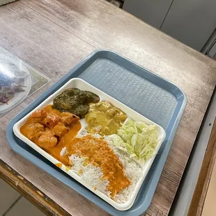 a tray of food on a table