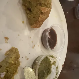 The sauces are real deal. Do not eat the green sauce at Tamarind it is disgusting!