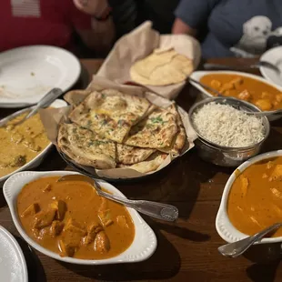Lamb Korma, Chicken Tikka Masala, Garlic Naan