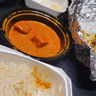 Butter chicken masala and garlic naan