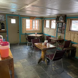 Here are pics of the back shop dining room.