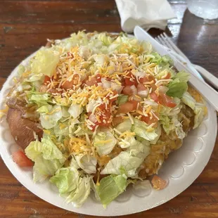 Red chili and beans fried bread