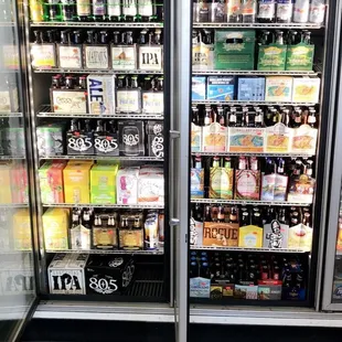 two refrigerators in a grocery store