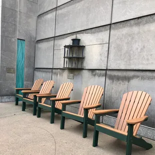 Adirondack chairs added on the canal side of the Indiana State Museum.