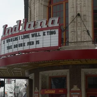 the marquee of the theater
