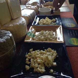 a variety of cheeses