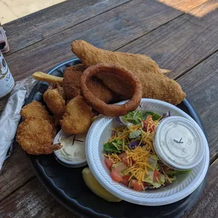 Seafood platter. Crab cake was the star.