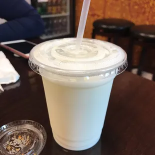 Plain sweet lassi made with home made yogurt and organic sugar.