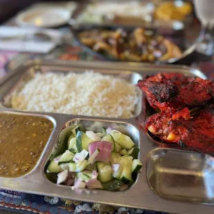 a tray of food on a table