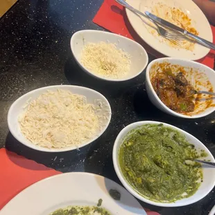 on top C6. Kadai Mushroom and bottom C27. Chicken Saag