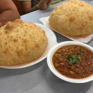 Chole batura (deep fried bread with a chikpea side)