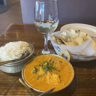 Chicken Tikka Masala, jasmine rice and naan