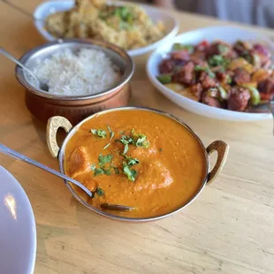 Chicken tikka masala, chili chicken and byriani!