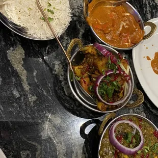 Chicken Tikka Masala, Basmati Rice, Sagg Paneer, Aloo Gobi