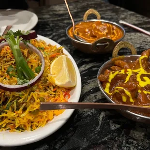 Butter chicken and chicken pataya