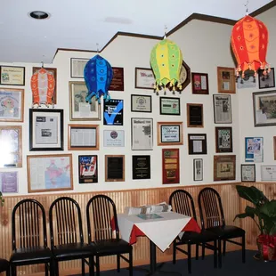 The Wall of Fame. Wow, this restaurant has won a lot of awards!