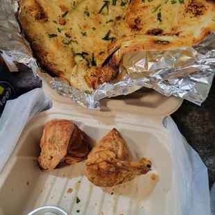 Veggie samosas and garlic naan