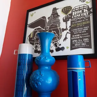 Fun atmosphere with screen prints and plaid thermoses