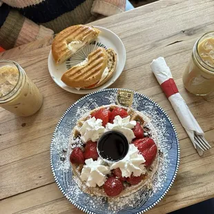 The Works Waffle fancy grilled cheese bagel