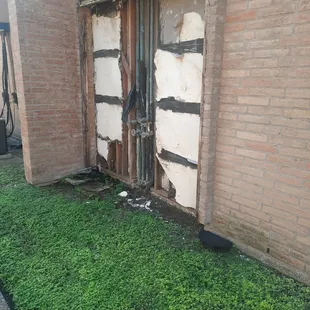 All over the property you see panels Like this Torn apart because I&apos;m sure they&apos;ll try to get to the pipes in the wall.