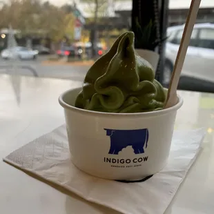 Small ceremonial matcha soft serve ($4 + tax and tip)