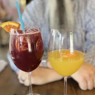 Mimosas compared with their sangria however they kept coming  less and less each time