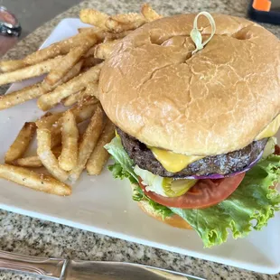 Cheeseburger and French fries