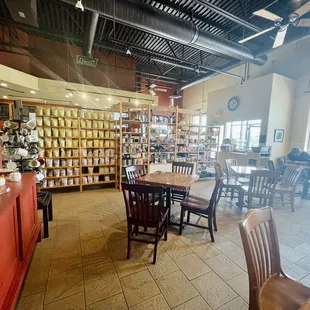 the inside of a tea shop