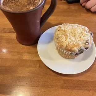 Chocolate Chai and blueberry muffin