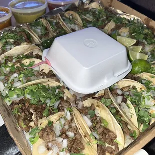 The taco box has like 25 tacos for $40. Totally worth it. It comes with condiments, and tubs of sauces. Great for dinner with the family.