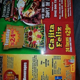 a menu for a mexican restaurant