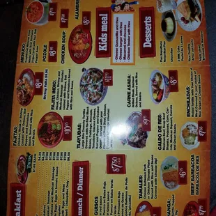 a menu for a mexican restaurant