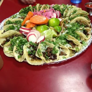 a platter of tacos