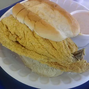 Fish Sandwich with Side of Indi's Rice