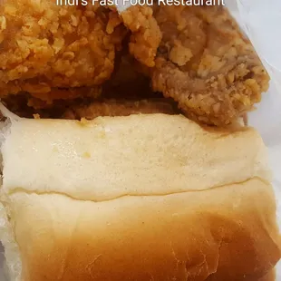 6 piece spicy wing with a roll $3.65 good snack before I hit the interstate good variety hot fresh good service