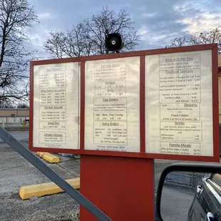 menus on a sign
