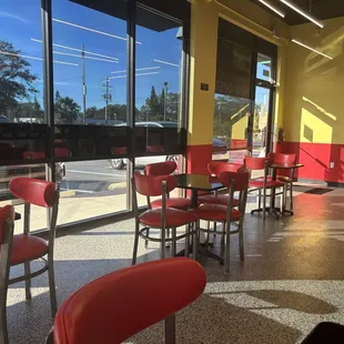 Modern, bright, and airy dining area